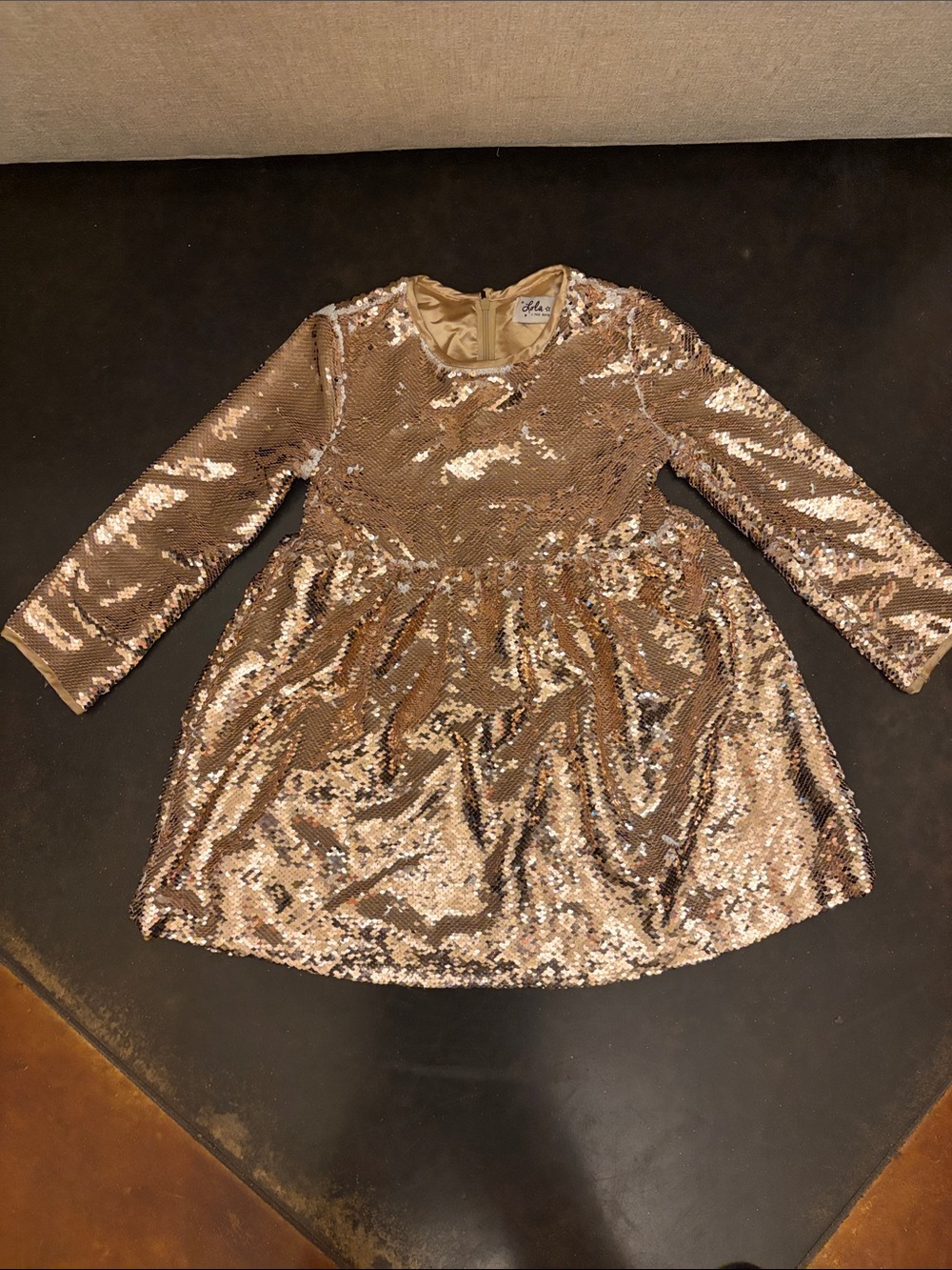 Lola + The Boys Rose Gold Sequin Long-Sleeve Party Dress